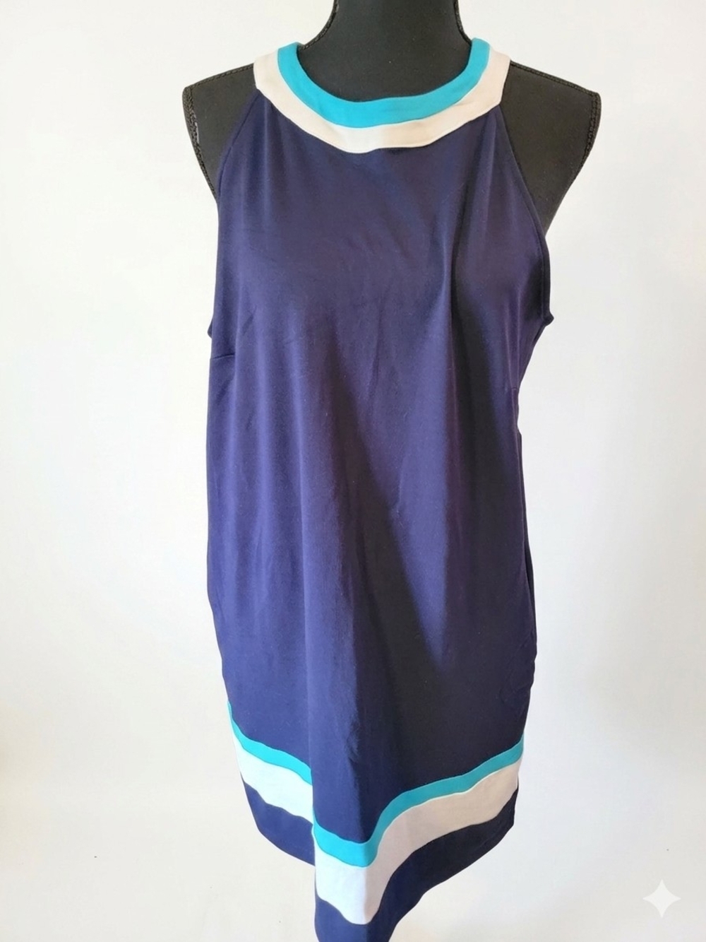 New York & Company Navy Dress with White Accent